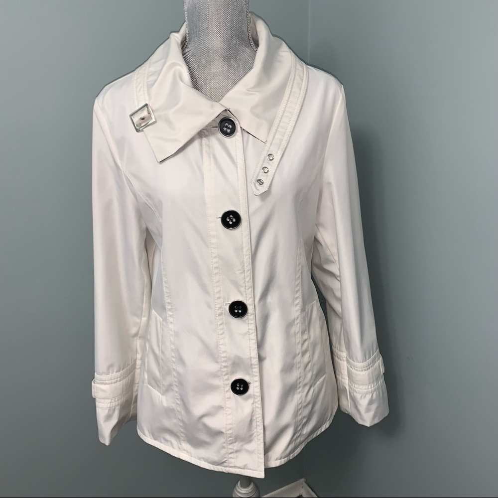 MARCONA Reversible plaid or white spring jacket coat size medium heritage print